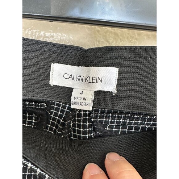 Calvin Klein Womens Black White Pants 4 dress pants skinny rayon elastic pull on - Picture 3 of 8